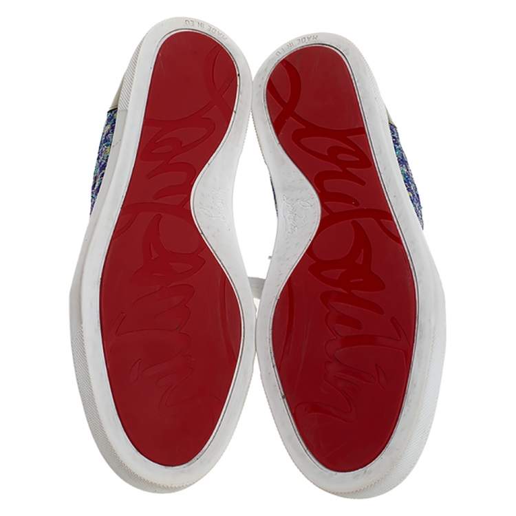 Pre Owned Christian Louboutin Purple Lurex and Suede Gandolastrass Low Top Sneakers Size 38.5