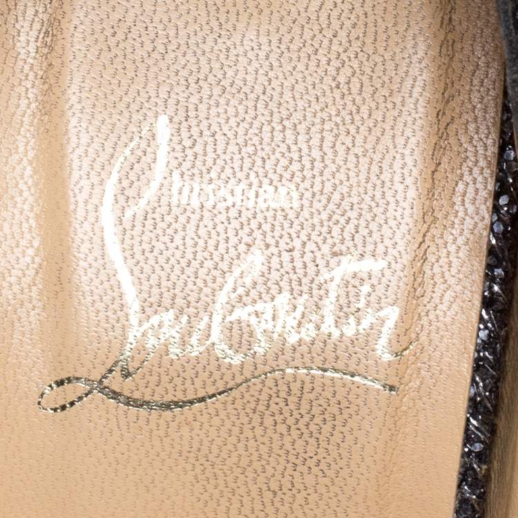 Pre Owned Christian Louboutin Metallic Silver Glitter Lamè Fabric Iriza D'orsay Pumps Size 37