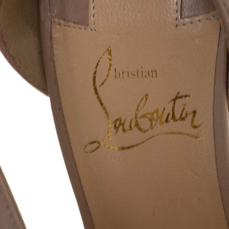 Pre Owned Christian Louboutin Beige Leather Decalcoco Cross Strap Pumps 36