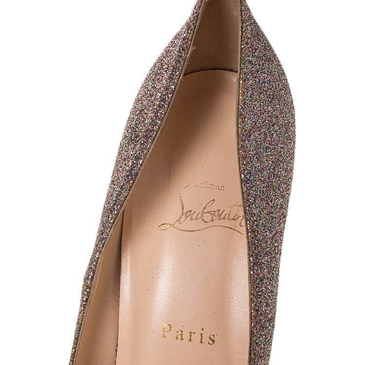 Pre Owned Christian Louboutin Multicolor Glitter Fifi Pumps Size 40.5