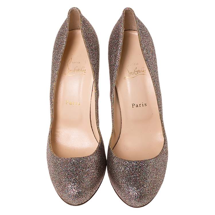 Pre Owned Christian Louboutin Multicolor Glitter Fifi Pumps Size 40.5