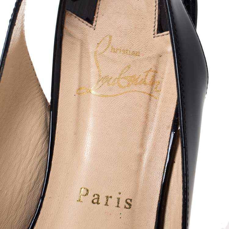 Pre Owned Christian Louboutin Black Patent Leather Soso Slingback Sandals Size 40