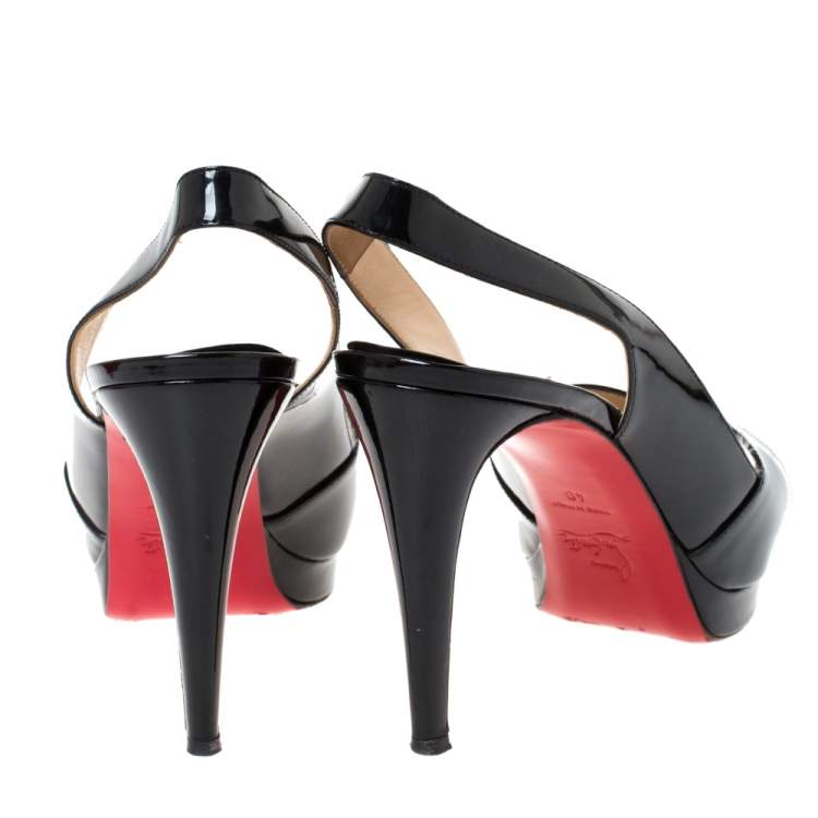 Pre Owned Christian Louboutin Black Patent Leather Soso Slingback Sandals Size 40