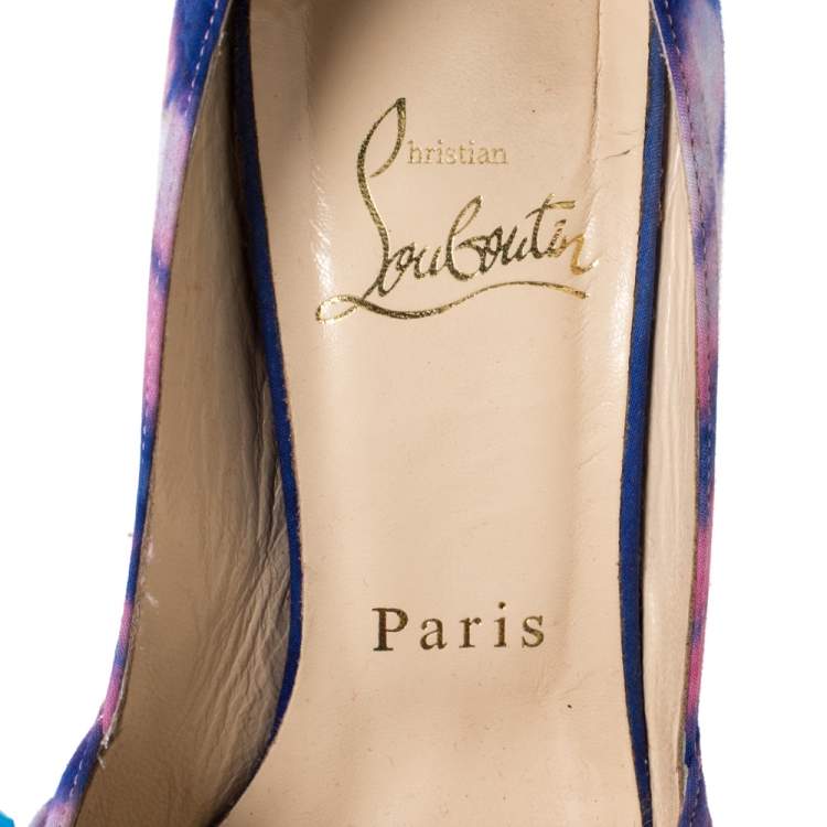 Pre Owned Christian Louboutin Multicolor Tie Dyed Fabric Knotted Greissimo Platform Pumps Size 35.5