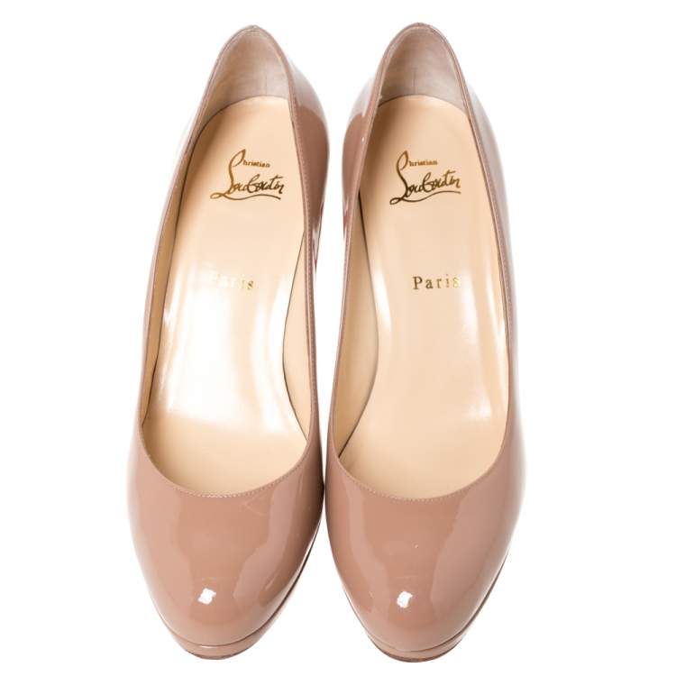 Pre Owned Christian Louboutin Beige Patent Leather New Simple Pumps Size 40.5