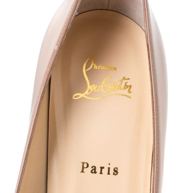 Pre Owned Christian Louboutin Beige Patent Leather New Simple Pumps Size 40.5