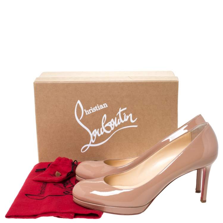 Pre Owned Christian Louboutin Beige Patent Leather New Simple Pumps Size 40.5