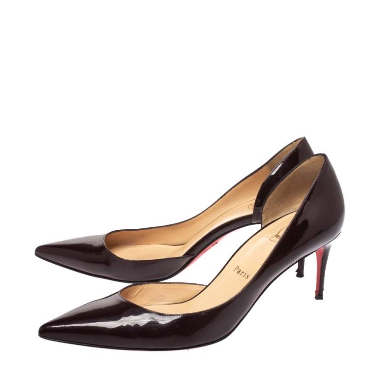 Pre Owned Christian Louboutin Black Patent Leather Iriza D'orsay Pointed Toe Pumps Size 39