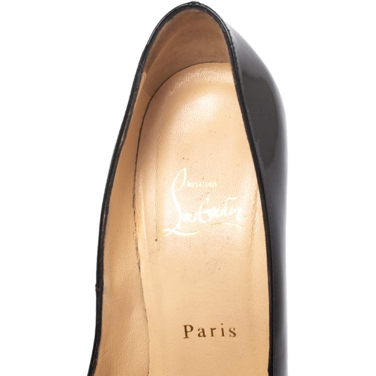 Pre Owned Christian Louboutin Black Patent Leather Simple Pumps Size 38