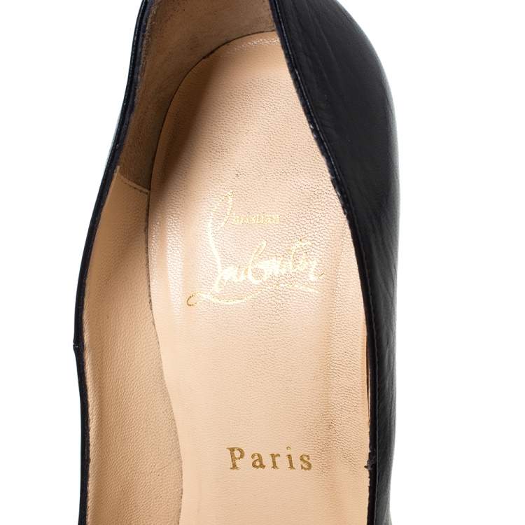 Pre Owned Christian Louboutin Black Leather Daffodile Platform Pumps Size 38.5