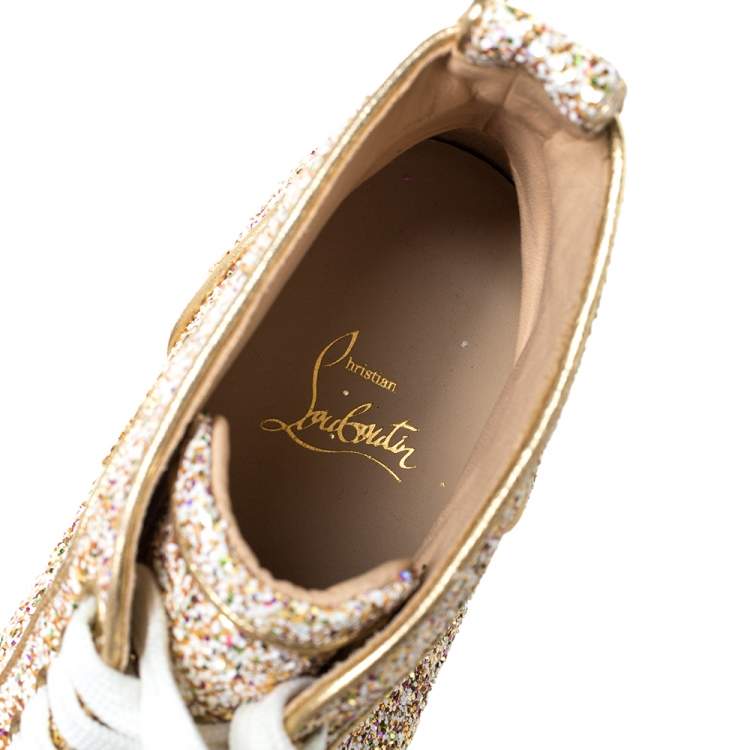 Pre Owned Christian Louboutin Multicolor Glitter Fabric Bip Bip High Top Sneakers Size 39