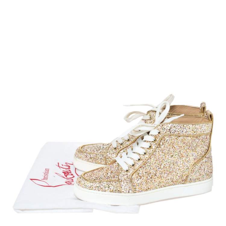 Pre Owned Christian Louboutin Multicolor Glitter Fabric Bip Bip High Top Sneakers Size 39