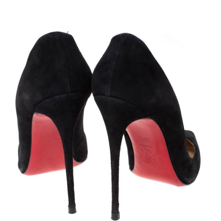 Pre Owned Christian Louboutin Black Suede So Kate Pointed Toe Pumps Size 39.5