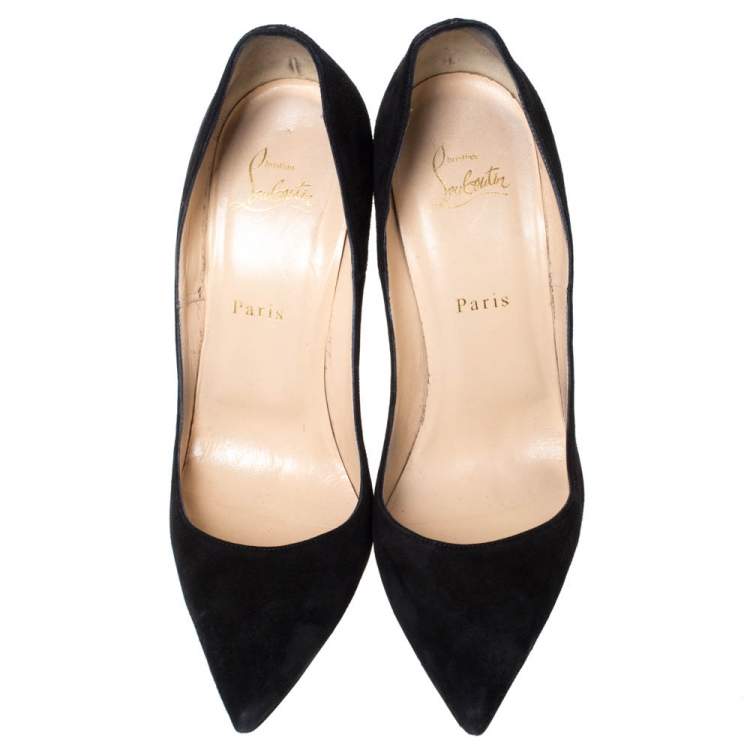 Pre Owned Christian Louboutin Black Suede So Kate Pointed Toe Pumps Size 39.5