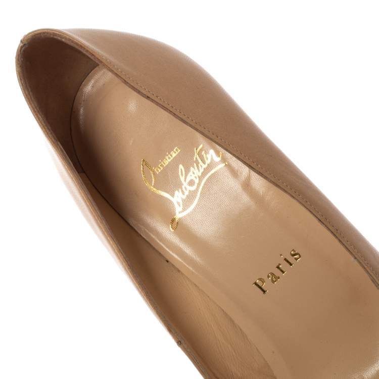 Pre Owned Christian Louboutin Beige Leather New Simple Pumps Size 38