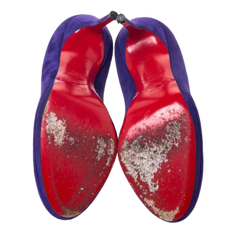 Pre Owned Christian Louboutin Purple Suede Fifi Pumps Size 36.5