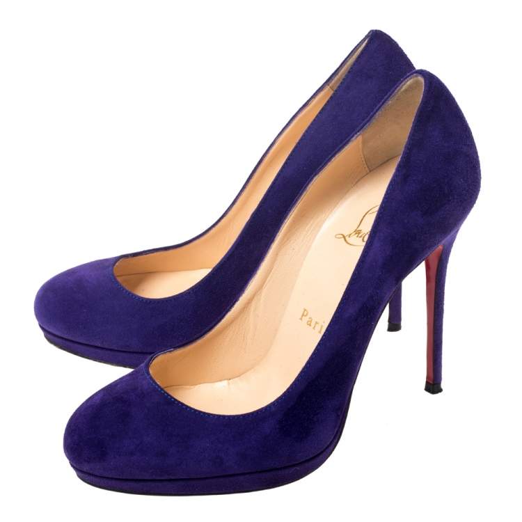 Pre Owned Christian Louboutin Purple Suede Fifi Pumps Size 36.5