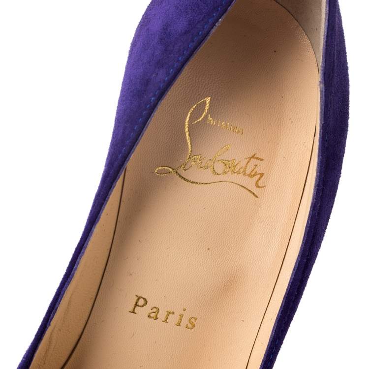 Pre Owned Christian Louboutin Purple Suede Fifi Pumps Size 36.5