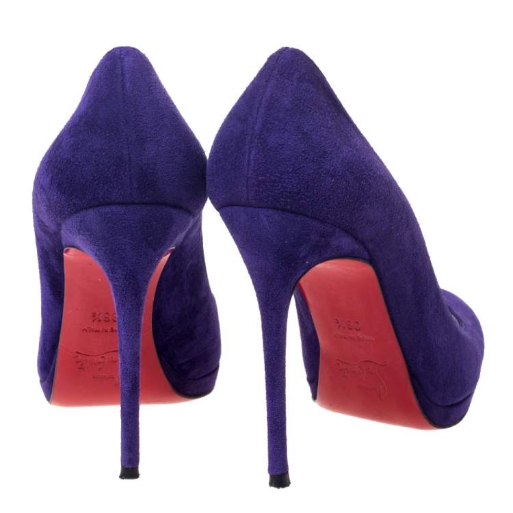Pre Owned Christian Louboutin Purple Suede Fifi Pumps Size 36.5