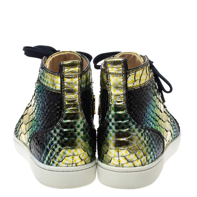 Pre Owned Christian Louboutin Metallic Multicolor Python Rantus Orlato High Top Sneakers Size 40