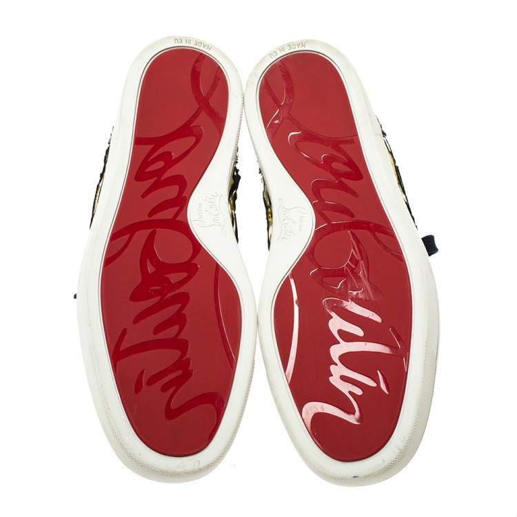 Pre Owned Christian Louboutin Metallic Multicolor Python Rantus Orlato High Top Sneakers Size 40
