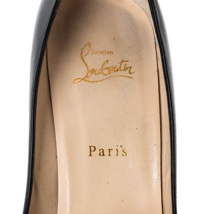 Pre Owned Christian Louboutin Black Leather Faolo Alto Studded Platform Pumps Size 41
