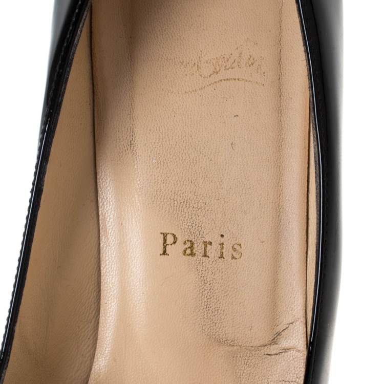 Pre Owned Christian Louboutin Black Patent Leather Platform Pumps Size 39.5
