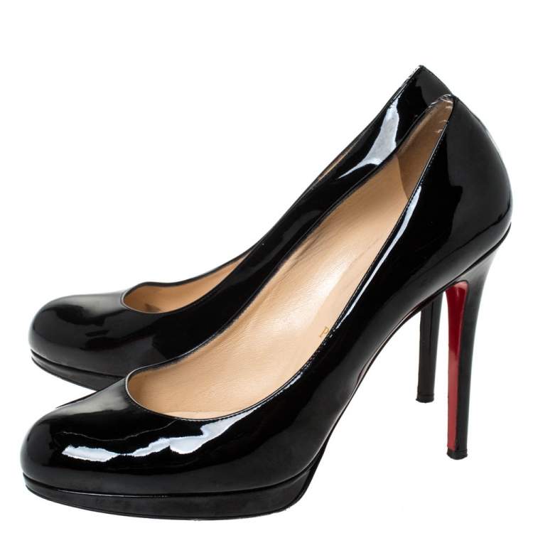 Pre Owned Christian Louboutin Black Patent Leather Platform Pumps Size 39.5