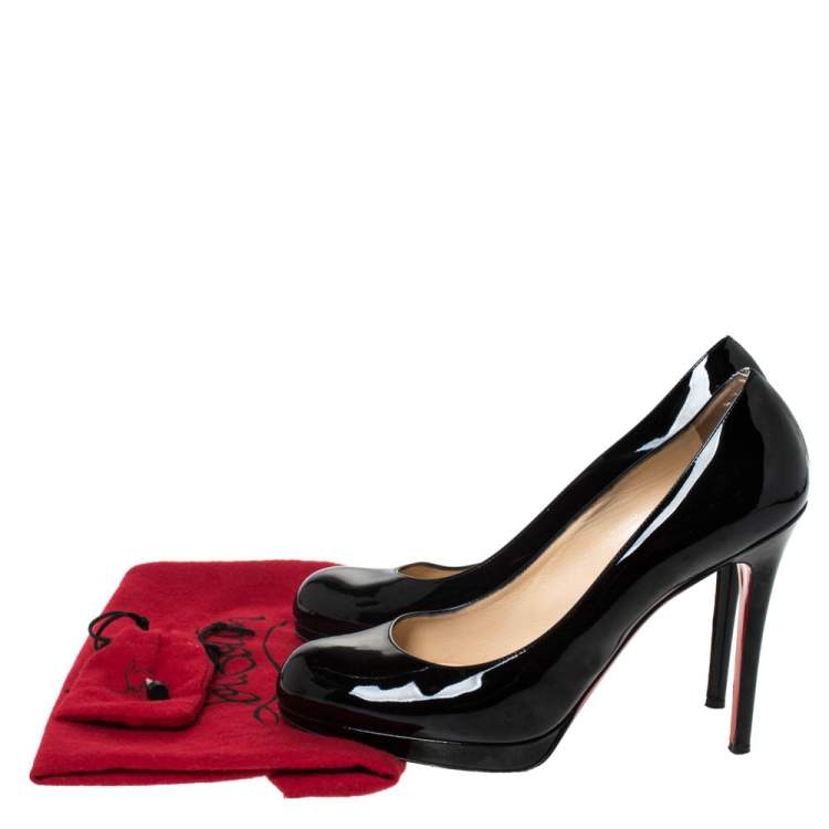 Pre Owned Christian Louboutin Black Patent Leather Platform Pumps Size 39.5