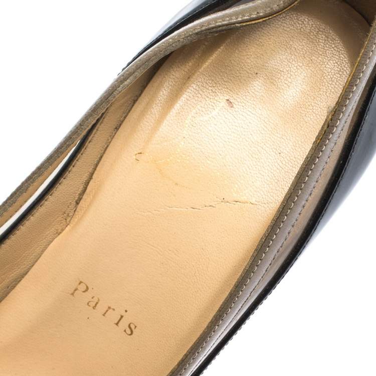 Pre Owned Christian Louboutin Black Patent Leather and PVC Paulina Pointed Toe Pumps Size 36.5