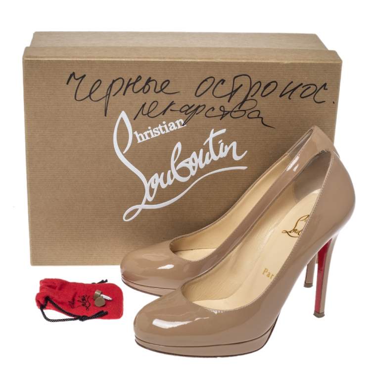 Pre Owned Christian Louboutin Beige Patent Leather New Simple Pumps Size 35.5 