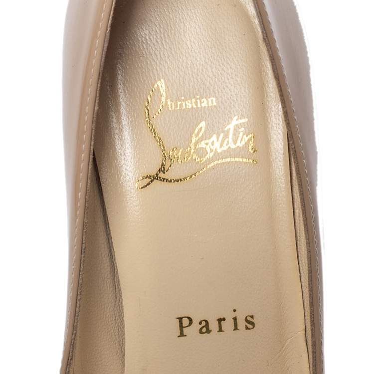 Pre Owned Christian Louboutin Beige Patent Leather New Simple Pumps Size 35.5 