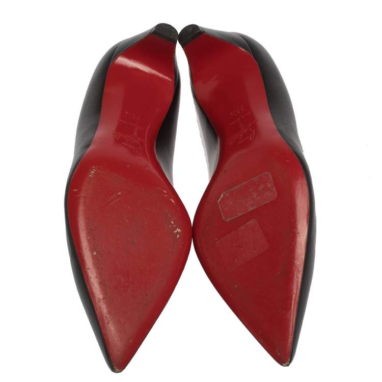 Pre Owned Christian Louboutin Black Leather Pigalle Pumps Size 38.5