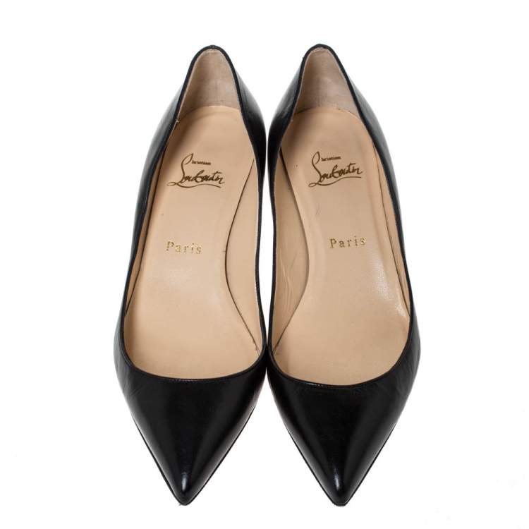 Pre Owned Christian Louboutin Black Leather Pigalle Pumps Size 38.5