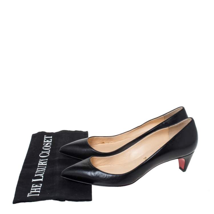 Pre Owned Christian Louboutin Black Leather Pigalle Pumps Size 38.5
