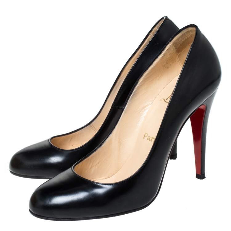 مملوكة مسبقًا Christian Louboutin Black Leather Ron Ron Pumps Size 39