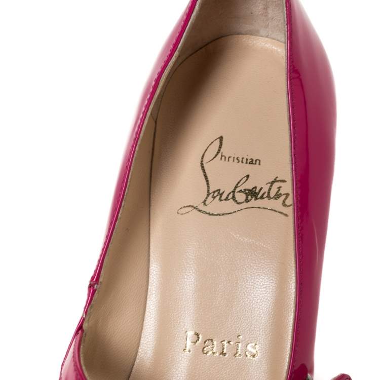 Pre Owned Christian Louboutin Pink Patent Leather Mary Jane Pumps Size 39