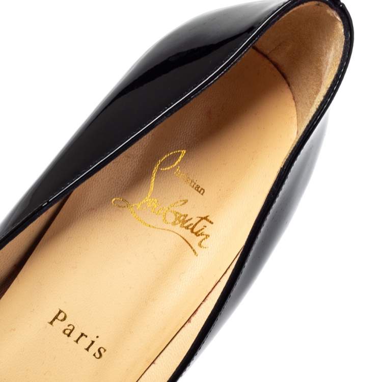Pre Owned Christian Louboutin Black Patent Leather Pigalle Plato Pointed Toe Pumps Size 38