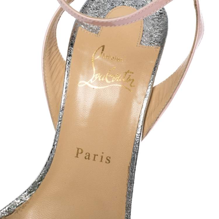 Pre Owned Christian Louboutin Multicolor Mesh And Patent Discoport Ankle Strap Sandals Size 41