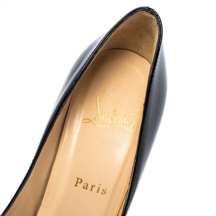 Pre Owned Christian Louboutin Black Patent Leather Pigalle Plato Pointed Toe Pumps Size 37.5