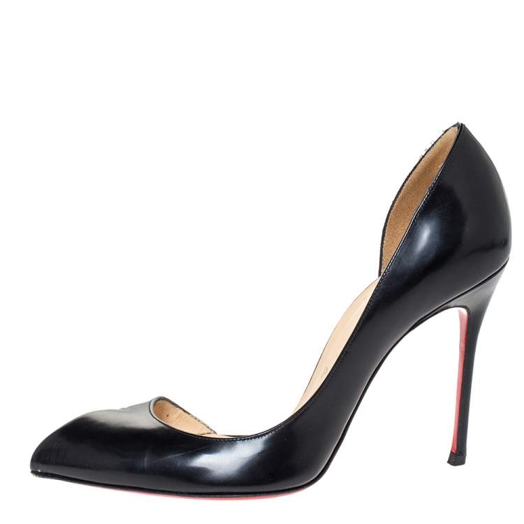 Pre Owned Christian Louboutin Black Patent Leather Iriza D'orsay Pumps Size 36.5