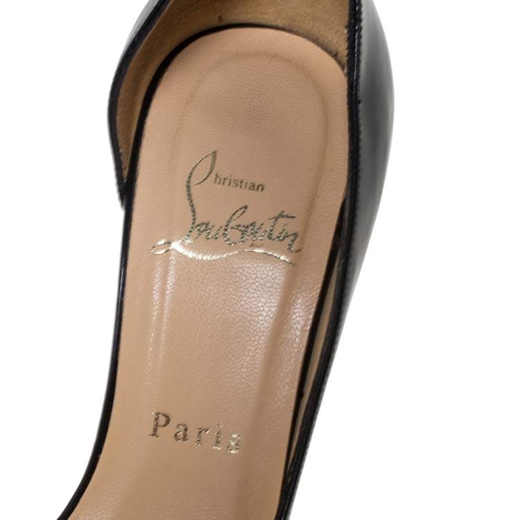 Pre Owned Christian Louboutin Black Patent Leather Iriza D'orsay Pumps Size 36.5