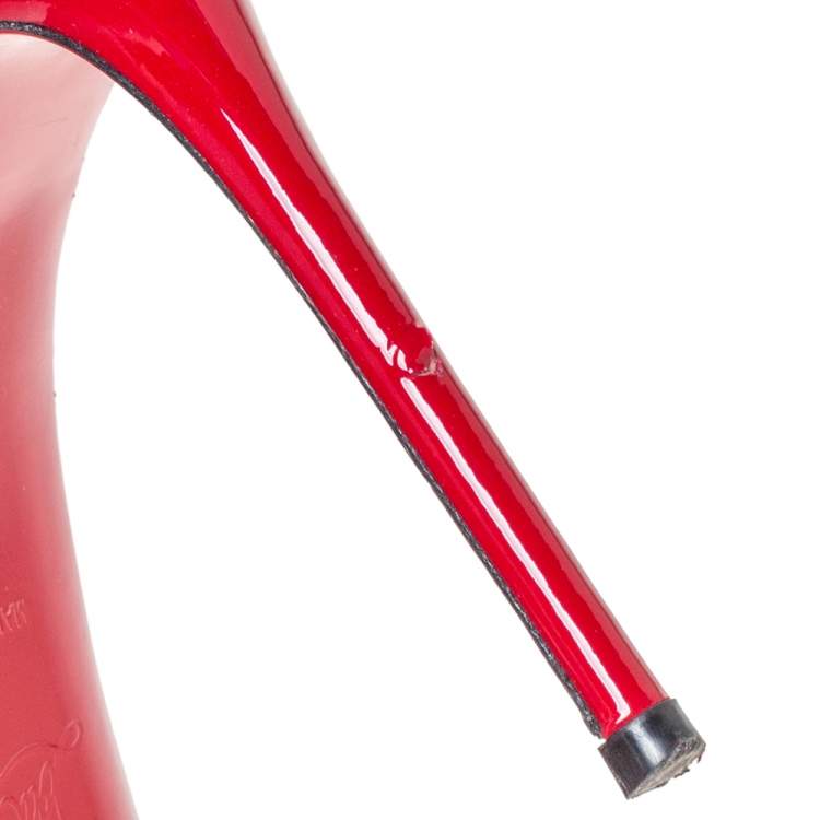 Pre Owned Christian Louboutin Red/Black Ombre Patent Leather Fifi Pumps Size 39