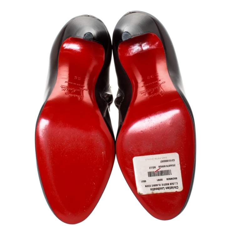 مملوكة مسبقًا Christian Louboutin Brown Leather Ankle Booties Size 38