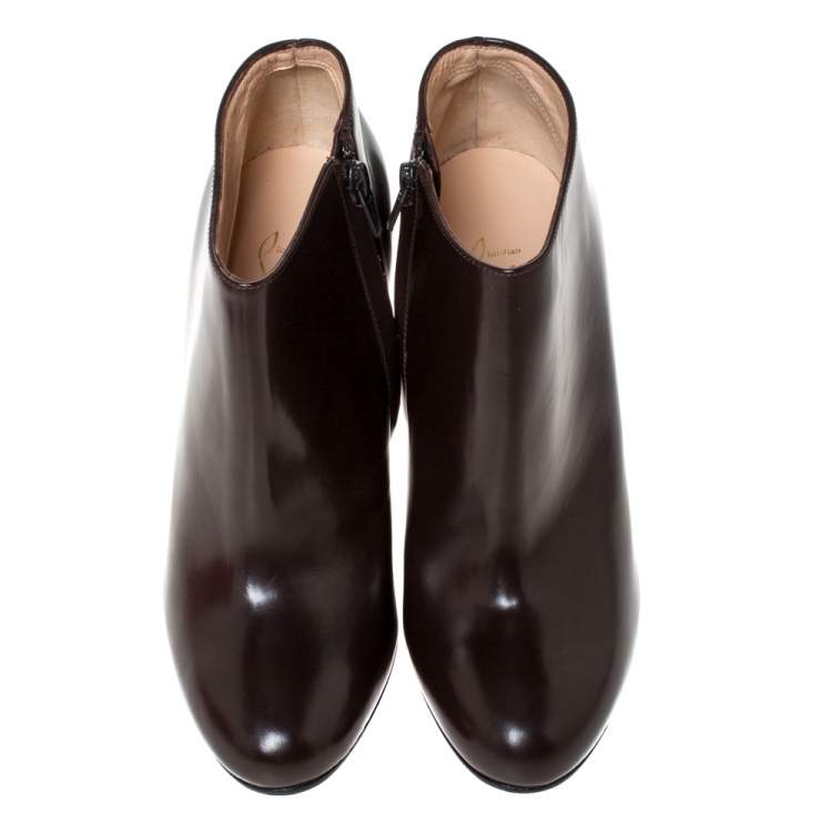 مملوكة مسبقًا Christian Louboutin Brown Leather Ankle Booties Size 38