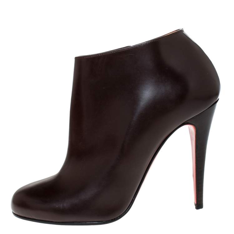 مملوكة مسبقًا Christian Louboutin Brown Leather Ankle Booties Size 38