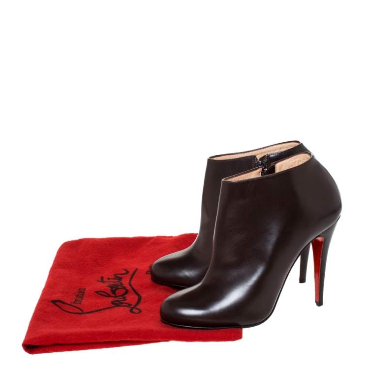مملوكة مسبقًا Christian Louboutin Brown Leather Ankle Booties Size 38