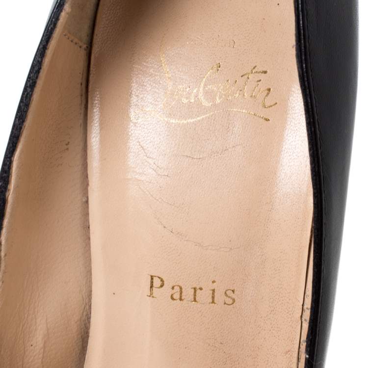 Pre Owned Christian Louboutin Black Leather Daffodile Platform Pumps Size 38.5