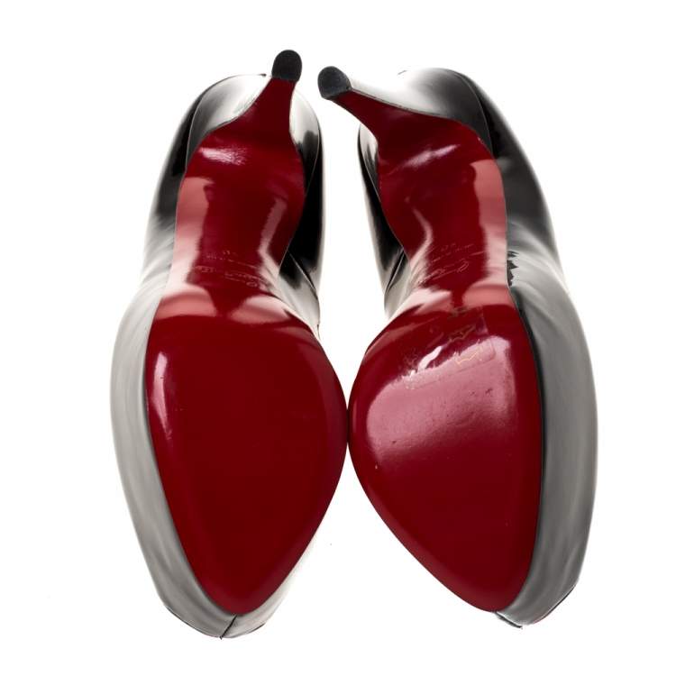 Pre Owned Christian Louboutin Black Patent Leather Highness Peep Toe Platform Pumps Size 40
