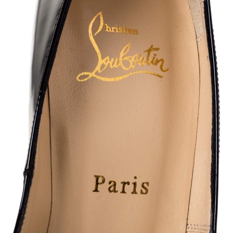 Pre Owned Christian Louboutin Black Patent Leather Highness Peep Toe Platform Pumps Size 40